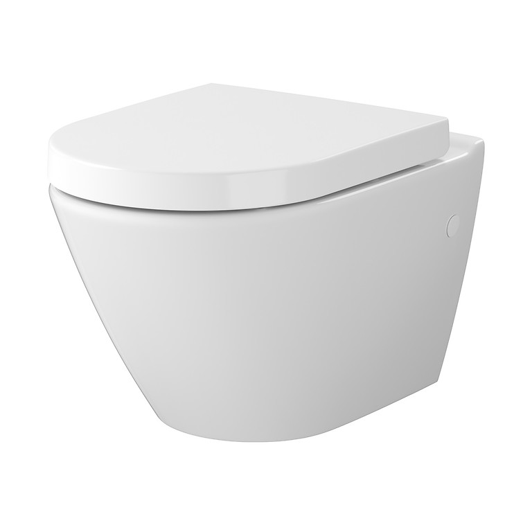 Cersanit Essentials Set C08 Mesto Oval CleanOn Wall Hung Bowl with Mesto Oval Duroplast, Soft-Close Toilet Seat S701-791