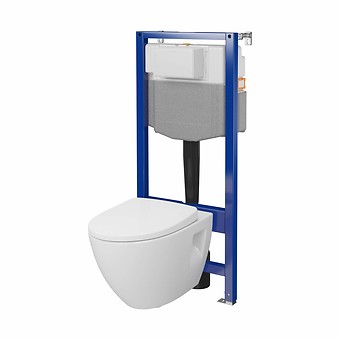 SET C35: AQUA 50 MECH QF WC-FRAME + MODUO PLUS CLEANON OVAAL WANDHANGEND TOILET MET TOILETZITTING S701-814