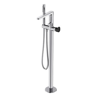 INVERTO BY CERSANIT FREESTANDING BATH-SHOWER FAUCET CHROME, 2 DESIGN IN 1 HANDLES: CHROME AND BLACK S951-287