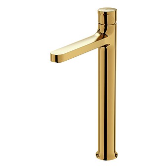INVERTO by Cersanit deck-mounted high washbasin faucet gold, 2 DESIGN IN 1 handles: gold S951-298