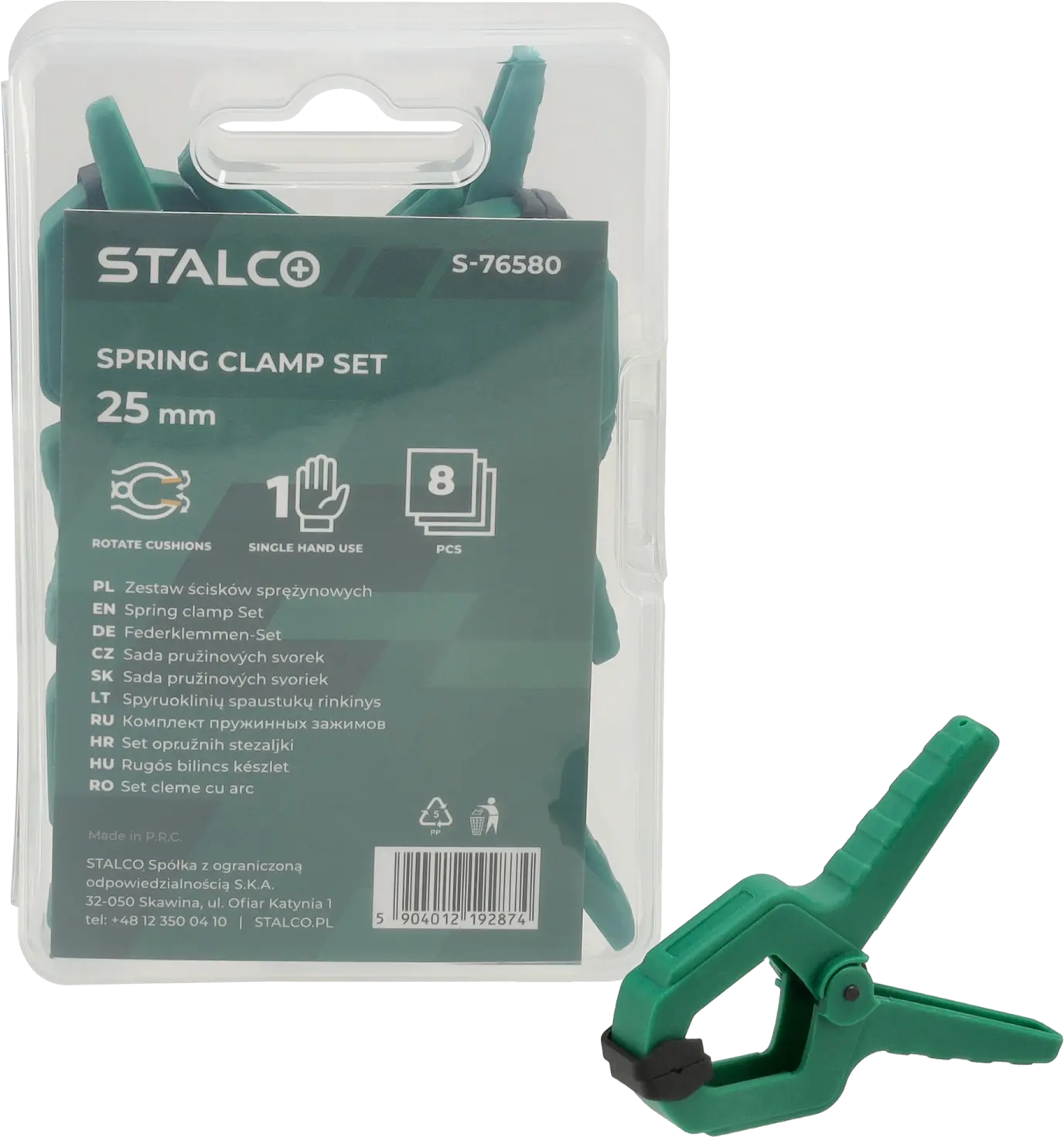 Spring Clamp Set 25mm 8pcs pack of 20, width 1" / 25 mm, clamping force: 1.5 kg STALCO S-76580