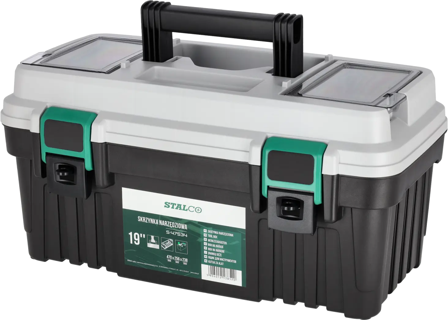 Plastic toolbox 470 x 256 238mm, 19”, STALCO S-47534