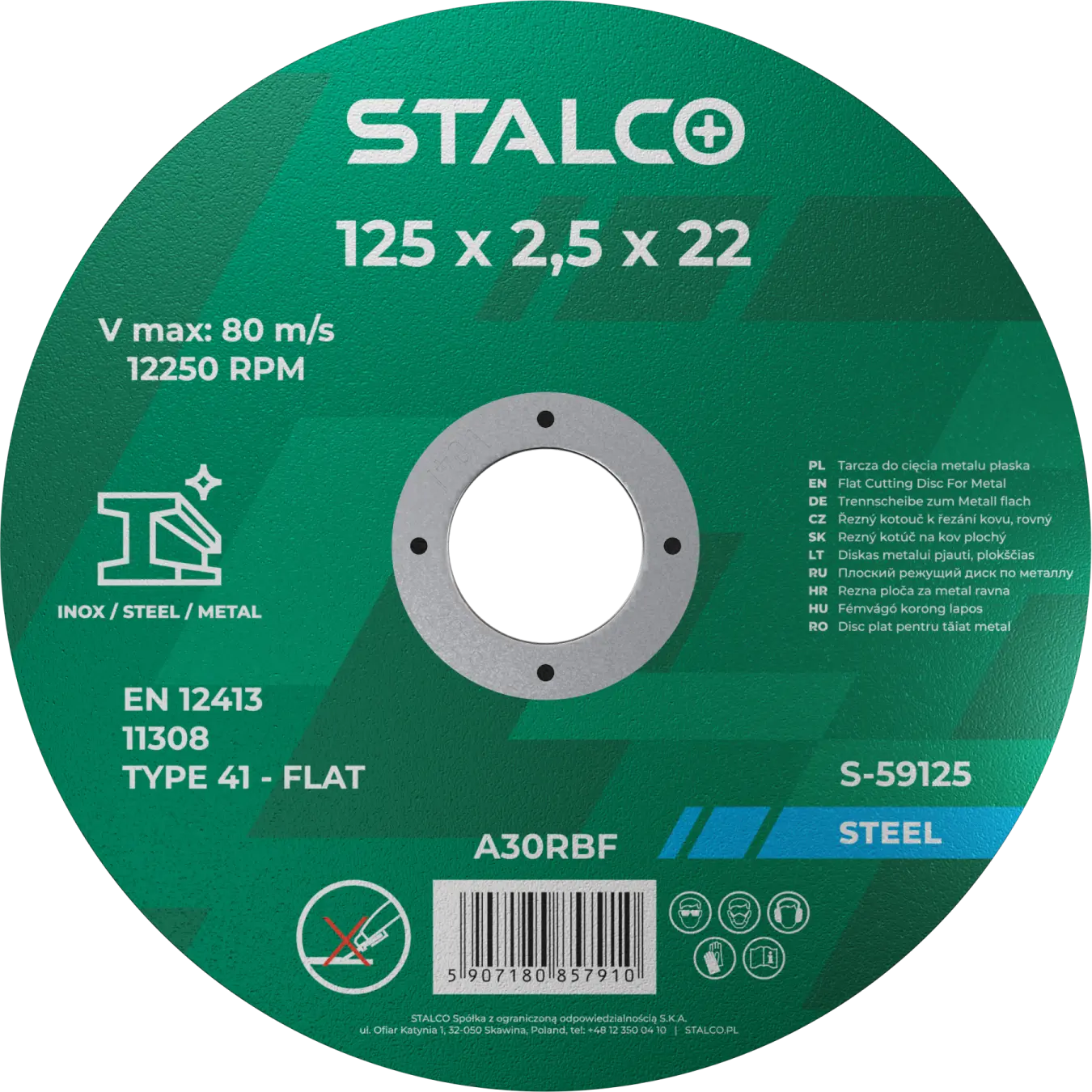 Metal Cutting Disc - Flat ∅115mm ø115 x 1, 0 22, 23 mm STALCO S-59015