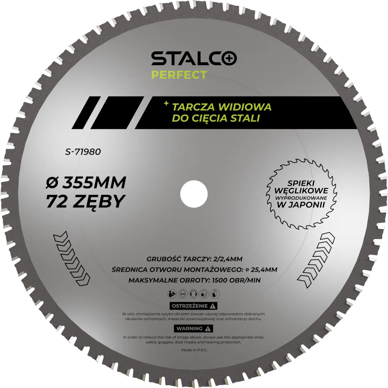 Saw blade for cutting steel ø355 x 2/2.4 x ø25.4, 72 z, max. 1500rpm (5904012143401)