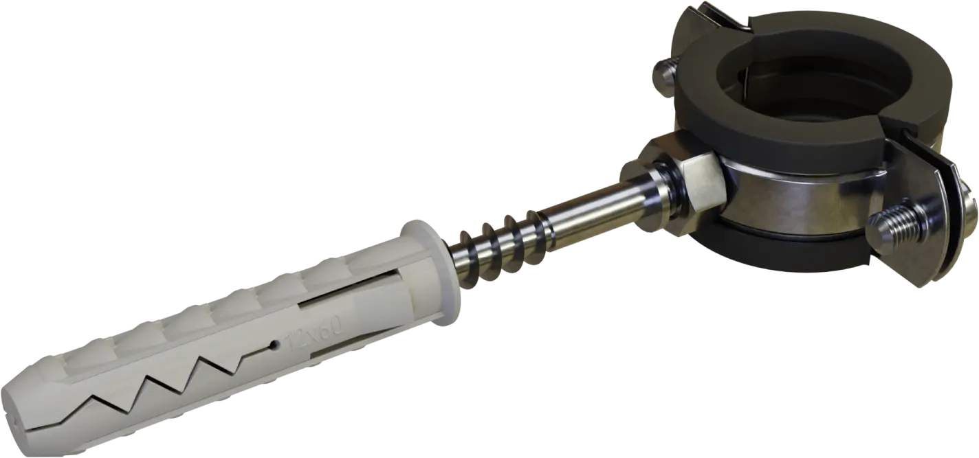 URG single pipe holder with pin and rubber ø20-24 mm (5907180854544)