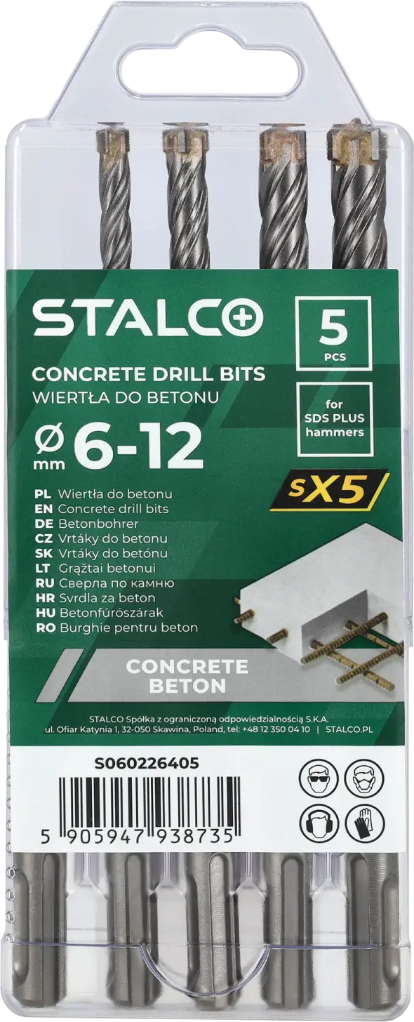 Masonry drill set 5pcs SX5 6, 0 - 12, 0 mm STALCO S060226405
