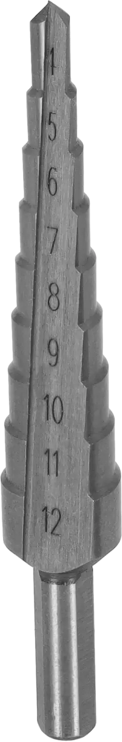 HSS Step Drill ø 4-12 mm, Stroke 1 mm, Handle ø 6 mm (5904012136038)