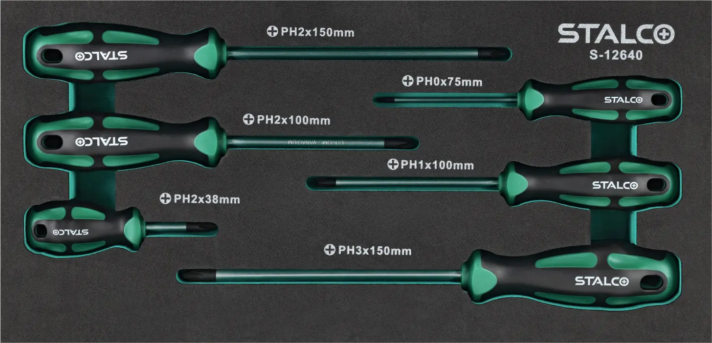 Screwdriver Set 6pcs PHILLIPS CrV EVA STALCO S-12640