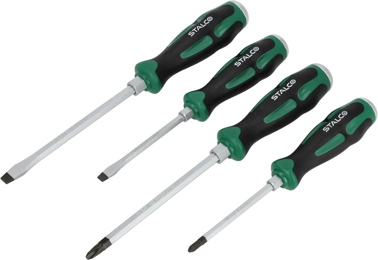 Locksmith screwdrivers with striking cup Set 4pcs SL6x100 SL8x150 PH2x100 PH3x150 STALCO S-12395