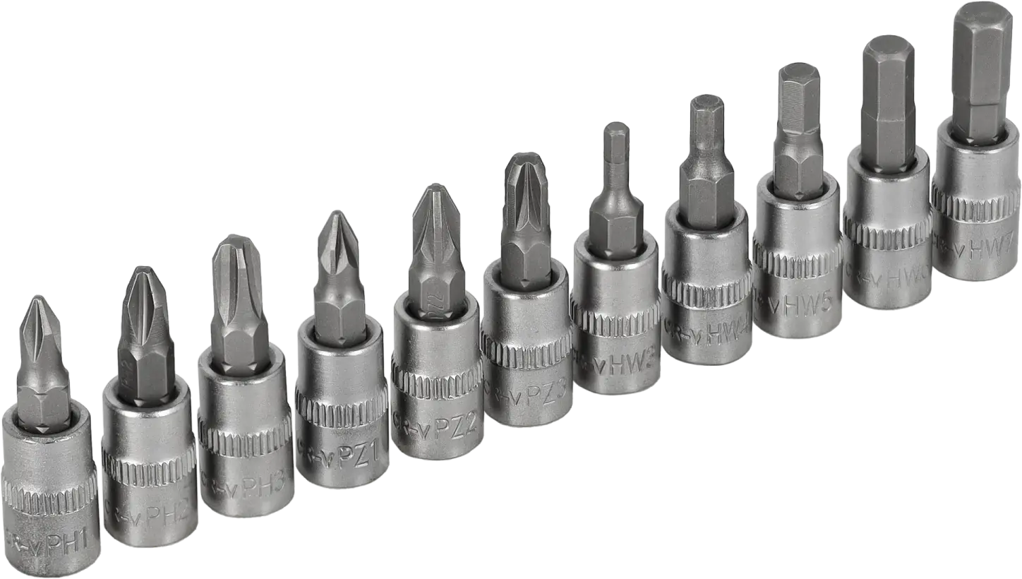 Set of bits on 1/4” sockets a strip 11 pcs. STALCO S-54021