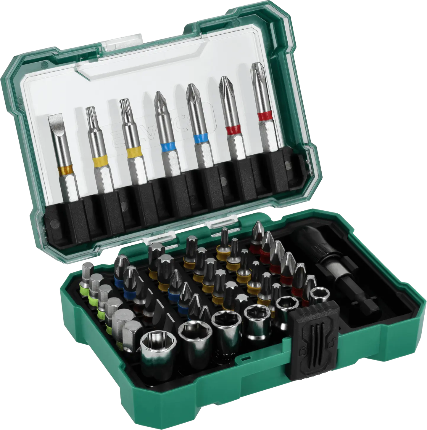 Bits and socket set with 1/4” adapter, 50pcs S2 STALCO S-13734