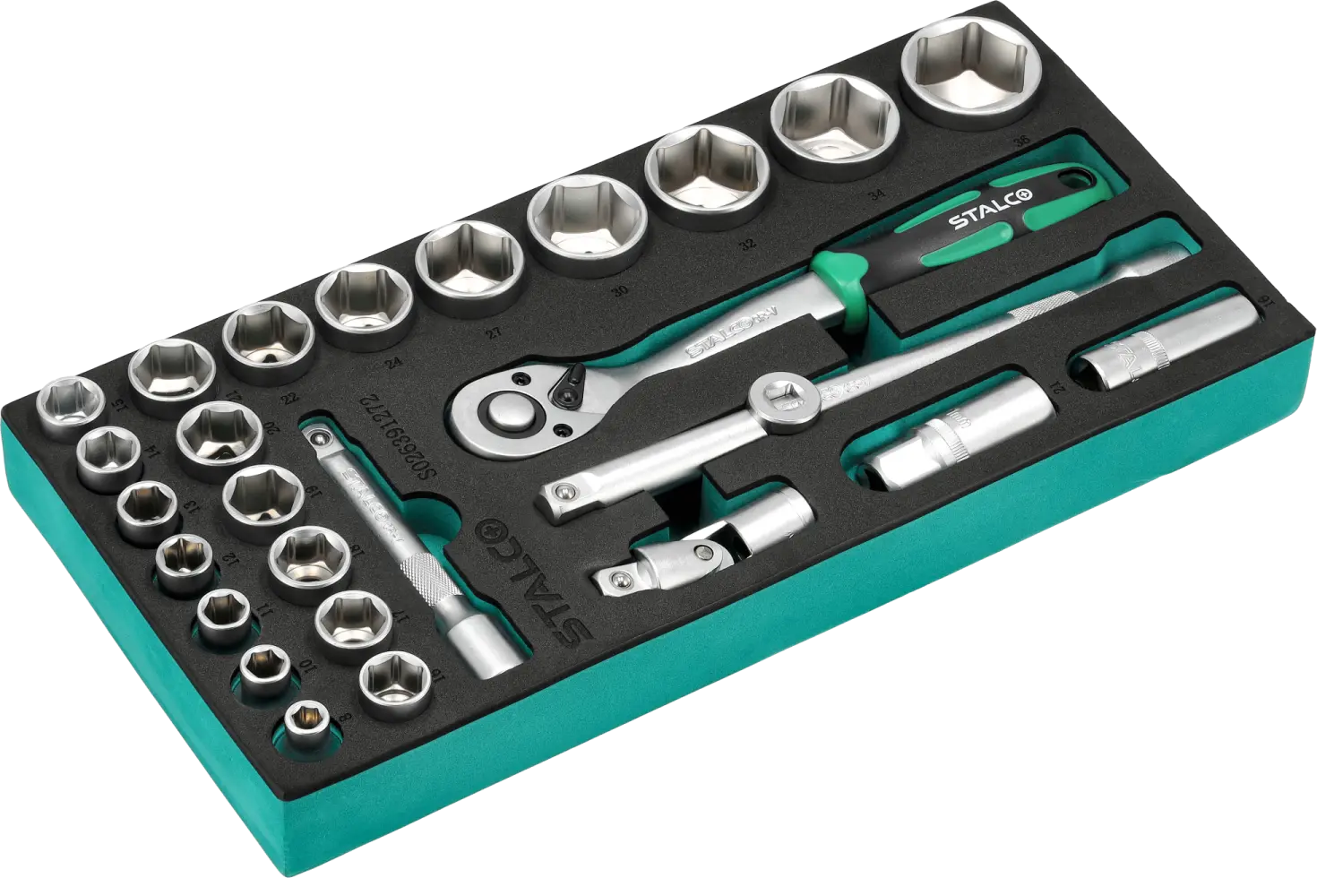 Socket Set 1/2” 27pcs 8 - 36mm CrV 72T STALCO S026391272