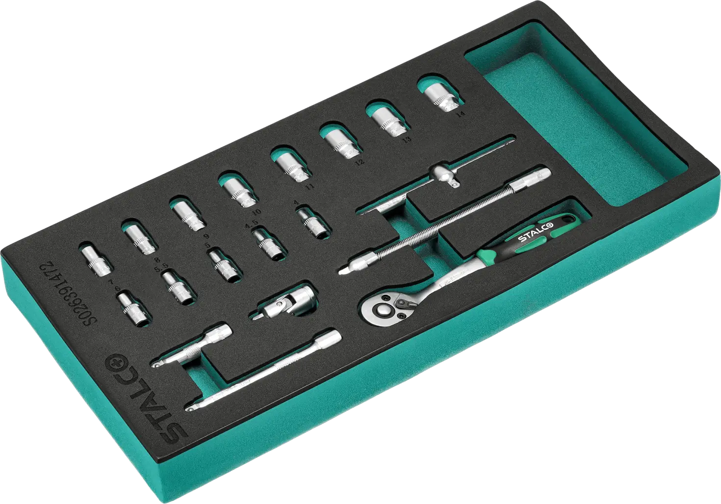 Socket Set 1/4” 19pcs 4 - 14mm CrV 72T STALCO S026391472