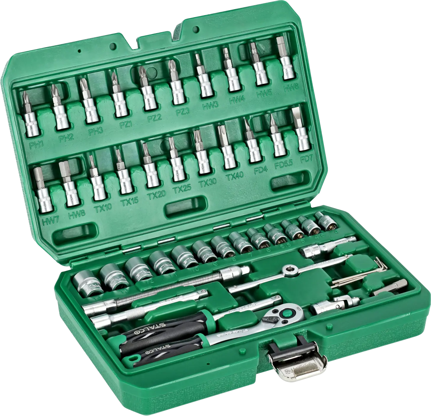 Sccket set 48pcs BMC 1/4” ratchet 90T STALCO S011100048