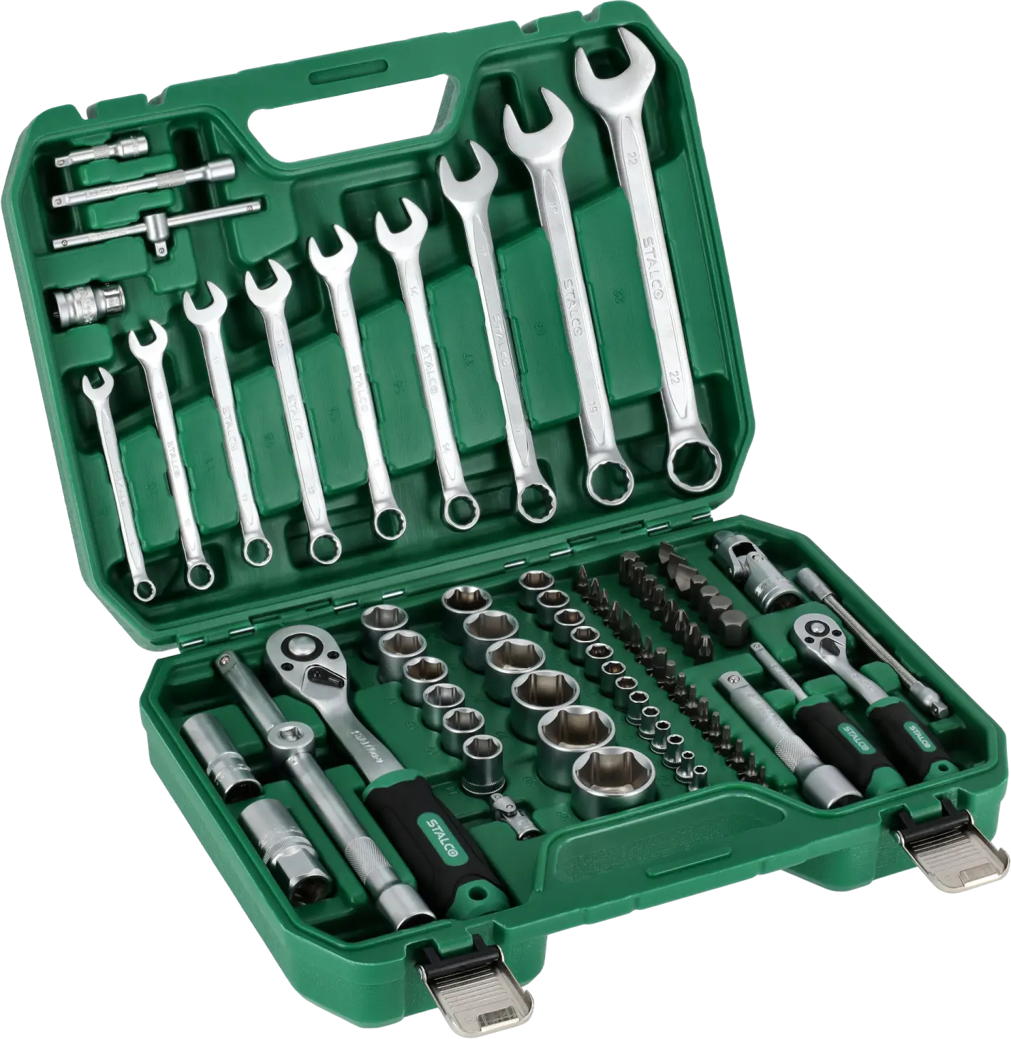 Socket and combination wrenches Set 82pcs, BMC case 1/4”, 1/2” STALCO S-54013