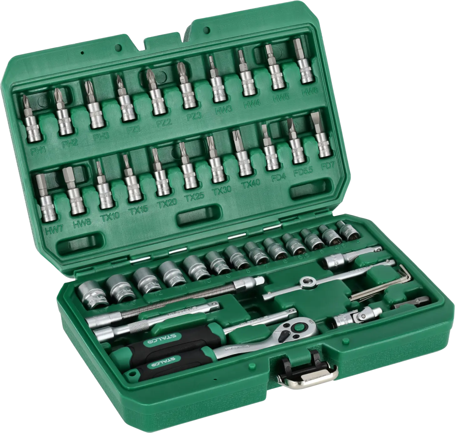 Socket set, bmc packing, 48pcs, 1/4”, ratchet 90T, grzechotka 90t STALCO S-54020