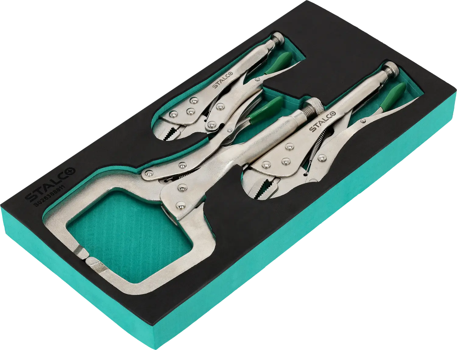 Self-Locking Pliers Set, 3 pcs, EVA Insert STALCO S026388811