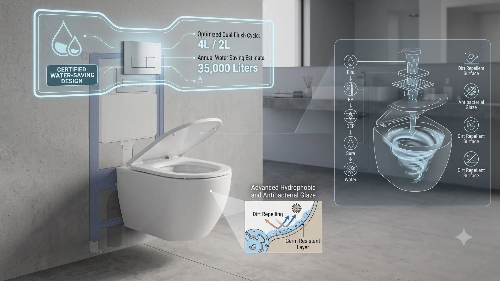 rimless toilet with soft-close