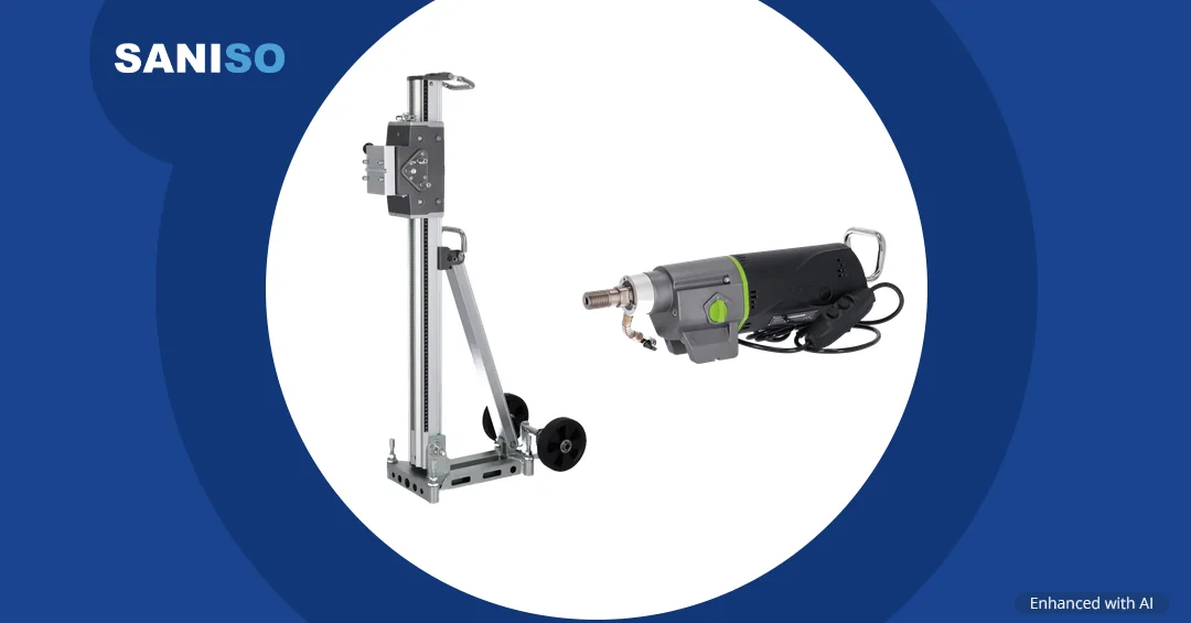Mounting a diamond core drill on the stand | Saniso
